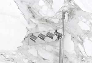 Saneux Eden 3 Way Thermostatic Shower Valve Kit In Landscape With Handspray - Chrome