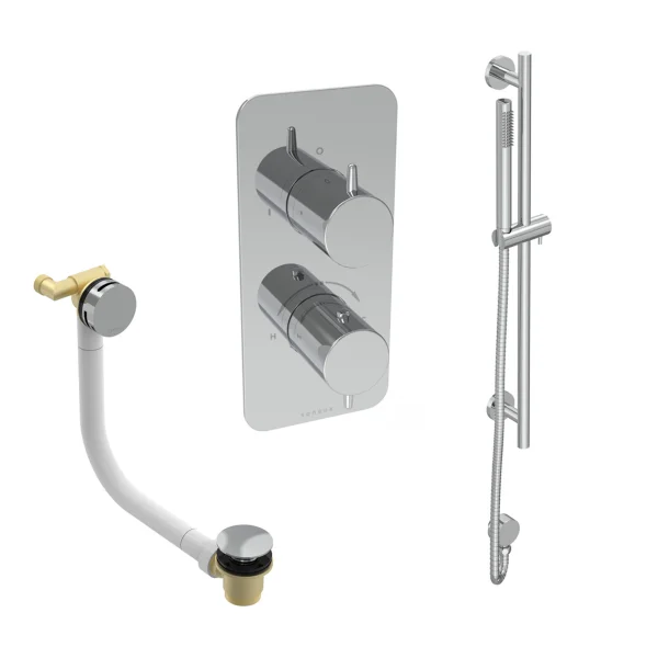 Saneux Eden 2 Way Shower Kit - W/ Slim Handset & Slider Rail & Bath Filler - Chrome