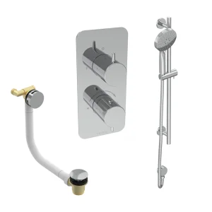 Saneux Eden 2 Way Shower Kit - W/ 3 Function Handset & Slider Rail & Bath Filler - Brushed Nickel