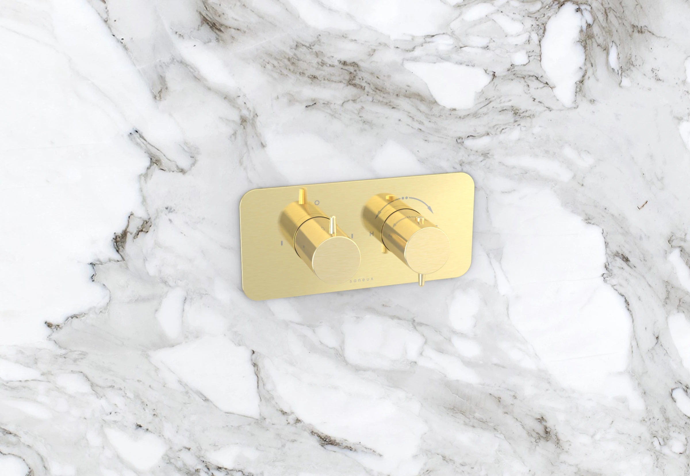 Saneux Eden 2 Way Handles & Plate Finish Kit In Landscape (for Ed020l.bb) - Brushed Brass (pvd)