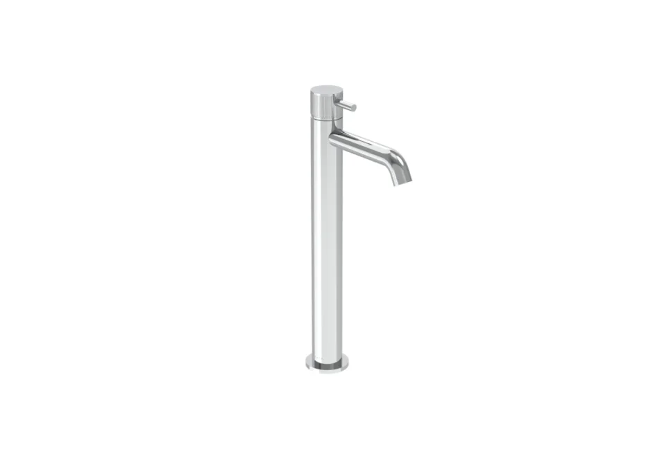 Saneux Cos Tall Basin Mixer Kit - W/ Fluted Handle - Chrome detail view - Image 2