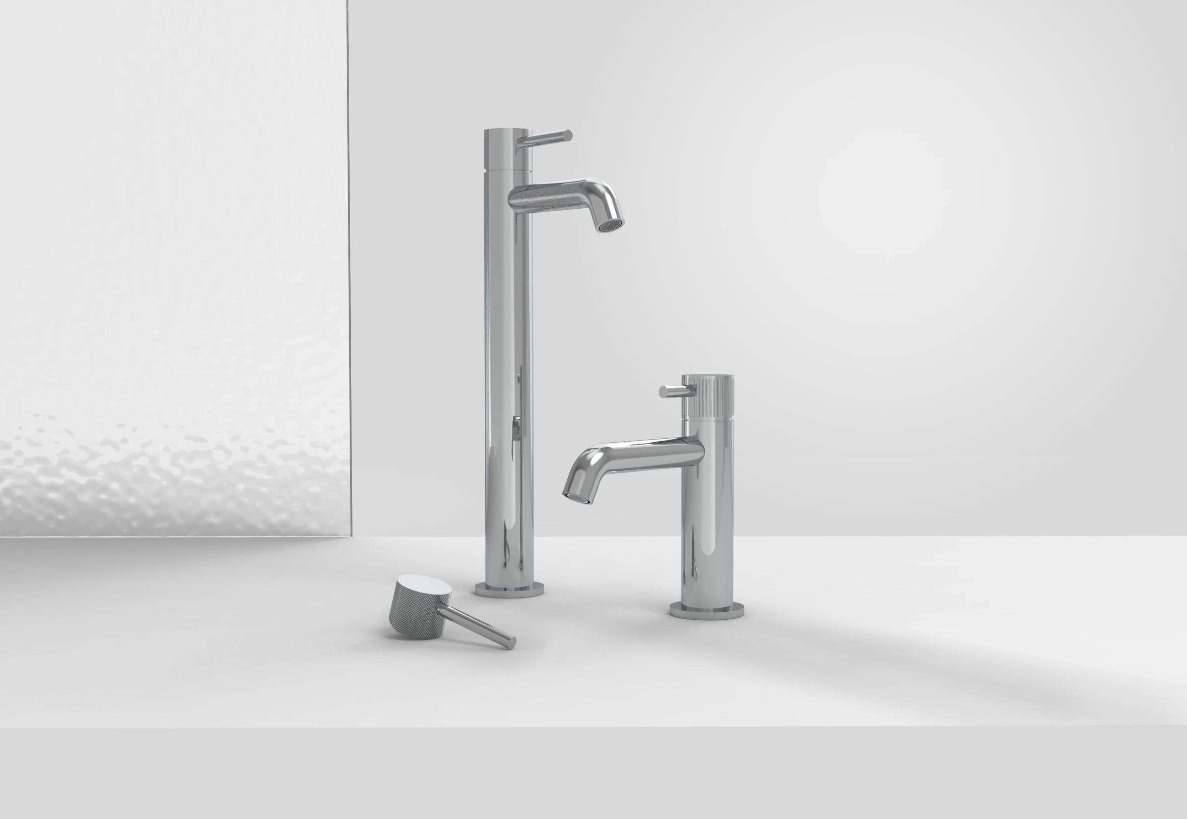 Saneux Cos Tall Basin Mixer Kit - W/ Fluted Handle - Chrome