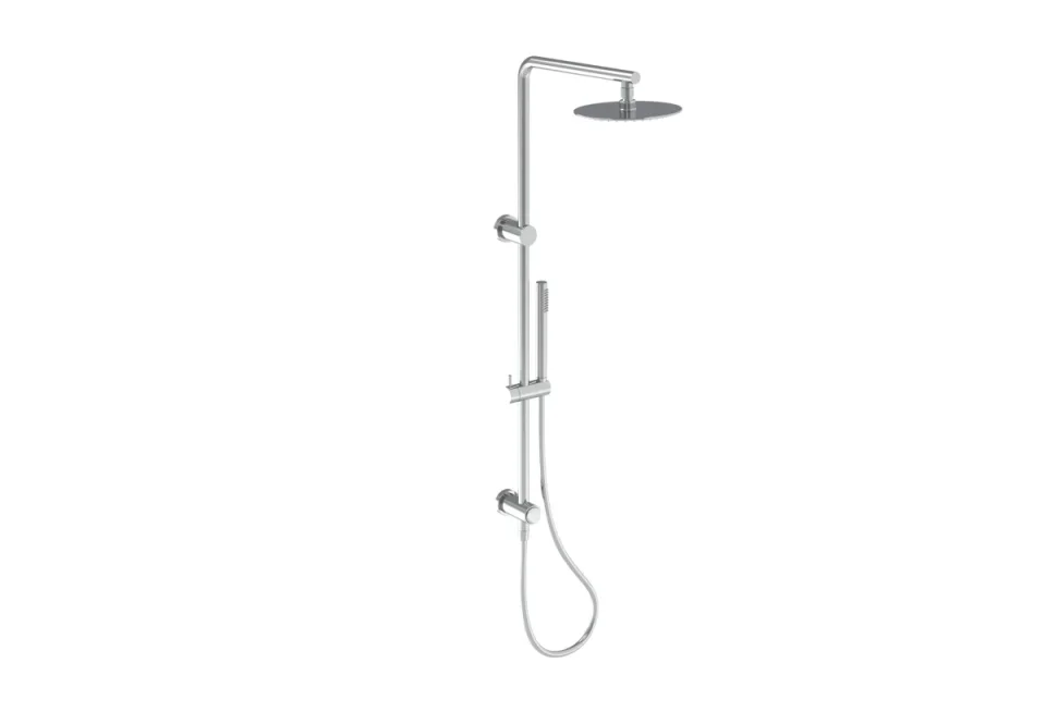 Saneux Cos Rigid Riser Kit With 2 Way Diverter Outlet - Chrome detail view - Image 1
