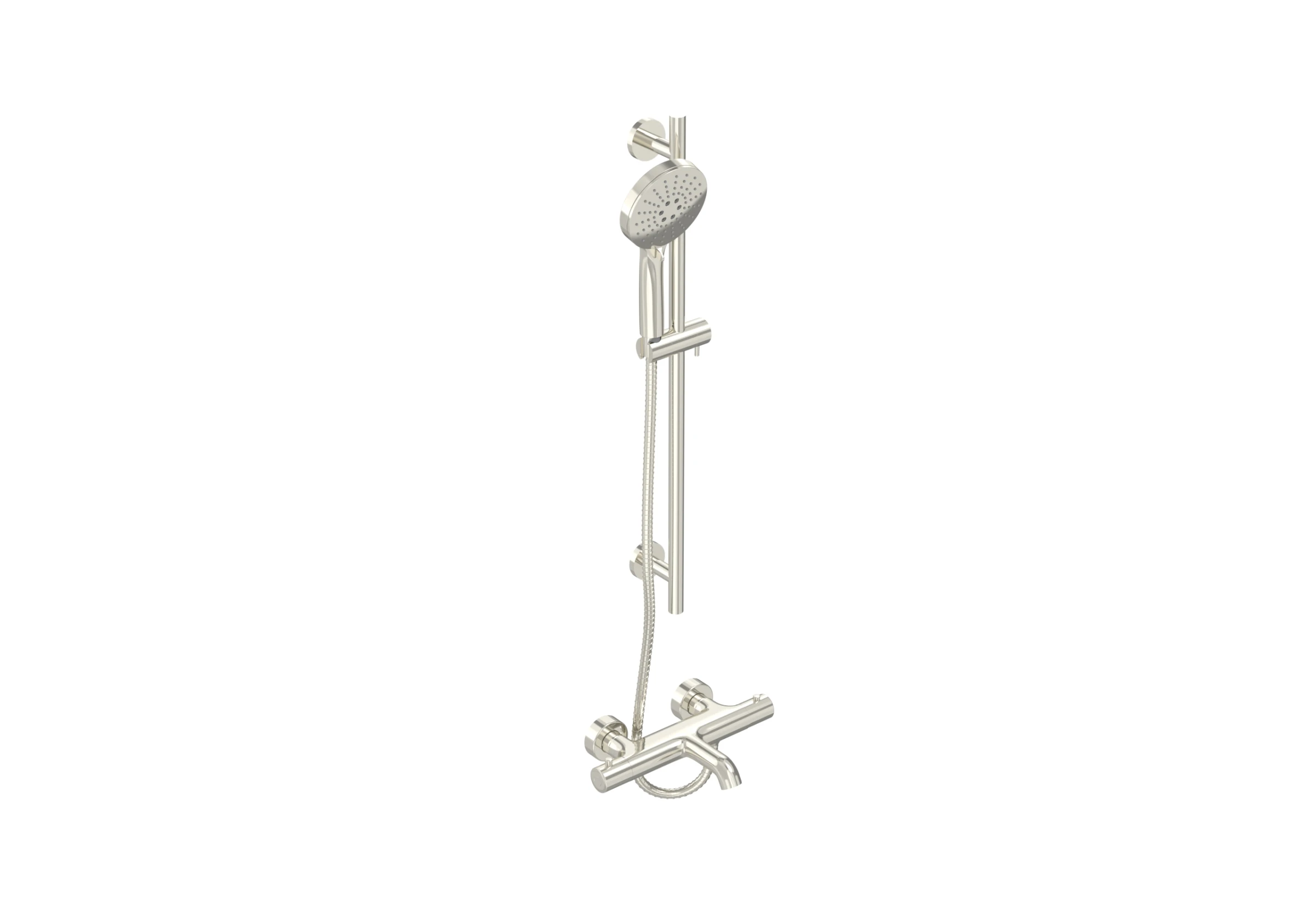 Saneux Cos Exposed Bath Shower Mixer Kit - W/ Slider Rail & 3 Function Handset - Brushed Nickel