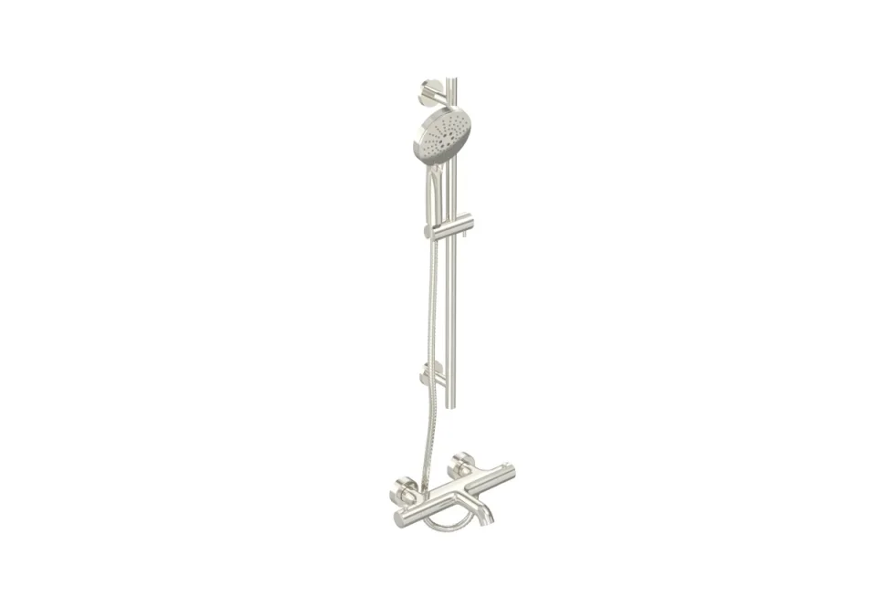 Saneux Cos Exposed Bath Shower Mixer Kit - W/ Slider Rail & 3 Function Handset - Chrome detail view - Image 1