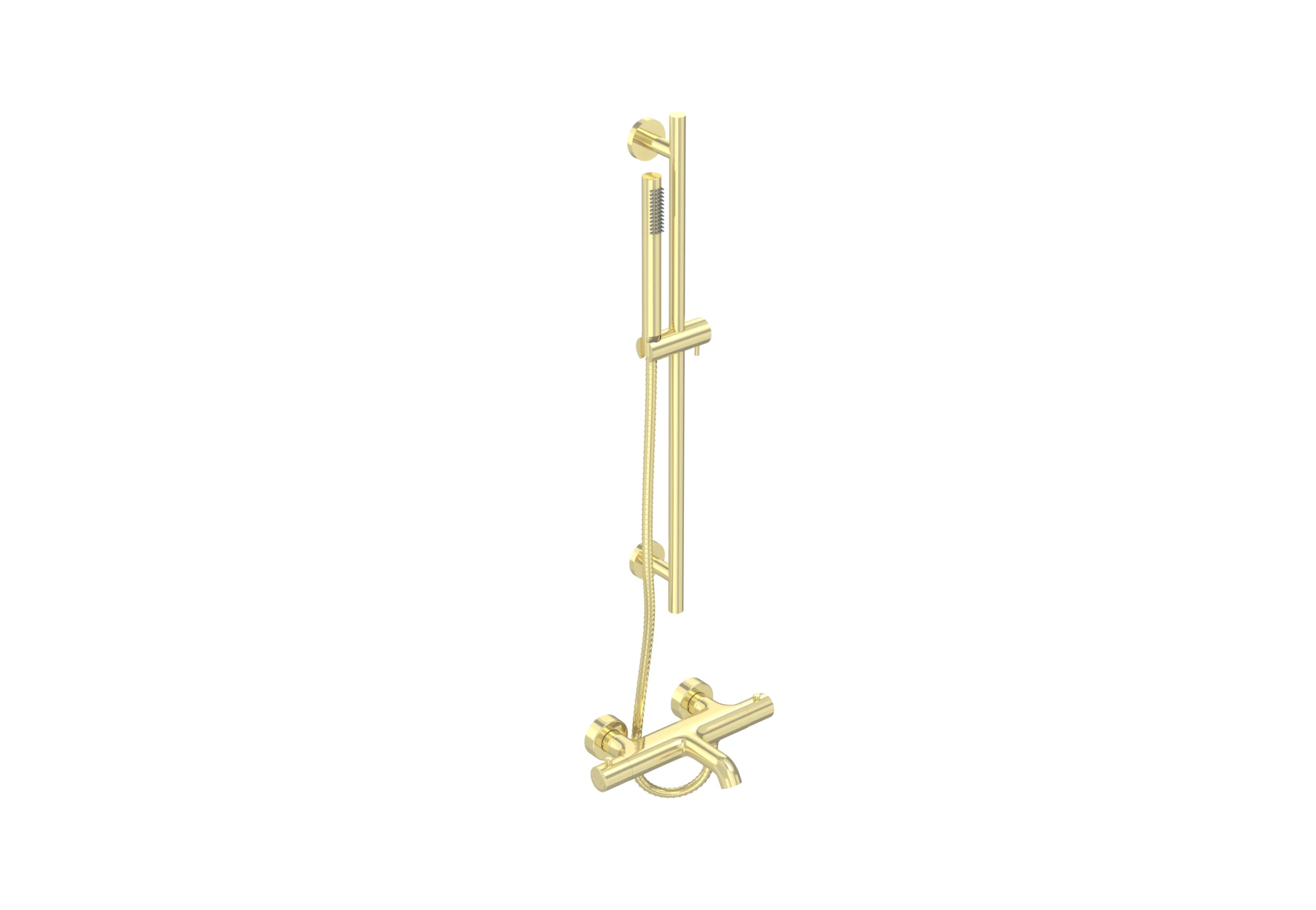 Saneux Cos Exposed Bath Shower Mixer Kit - W/ Slider Rail & Slim Handset - Brushed Brass