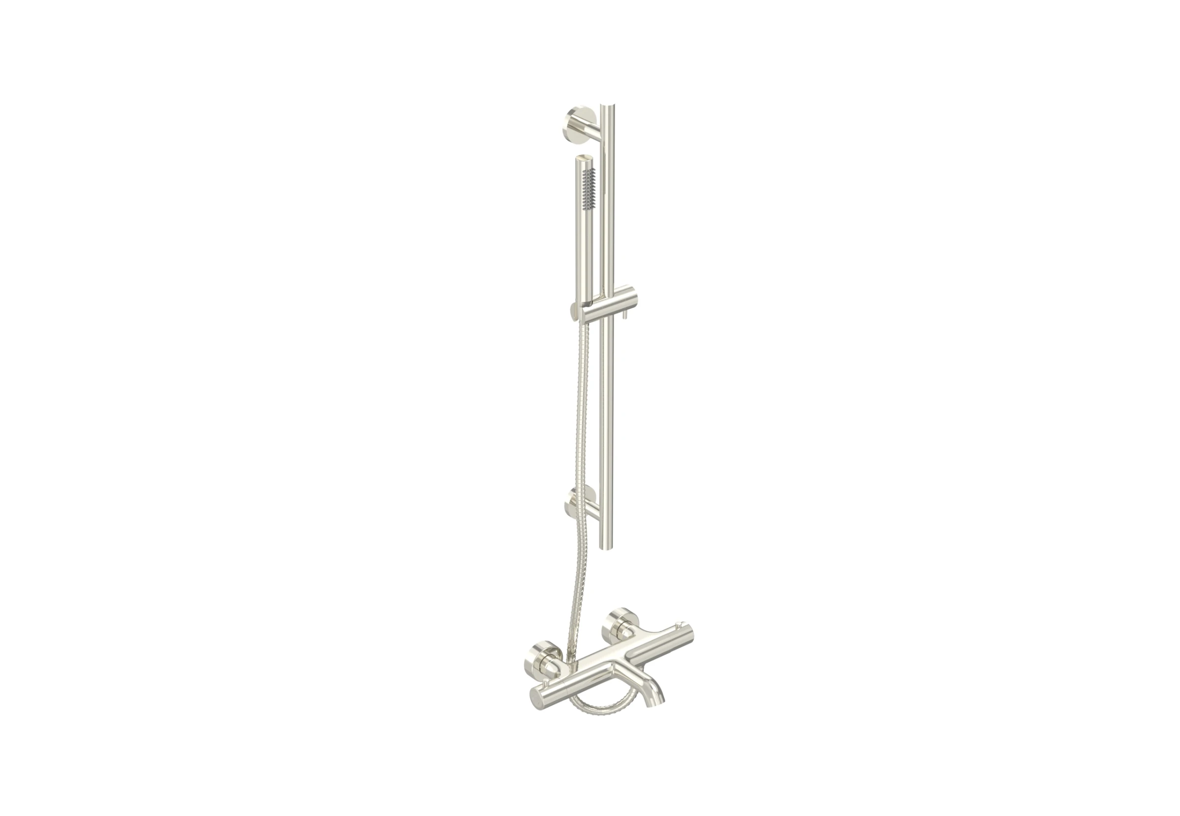 Saneux Cos Exposed Bath Shower Mixer Kit - W/ Slider Rail & Slim Handset - Chrome