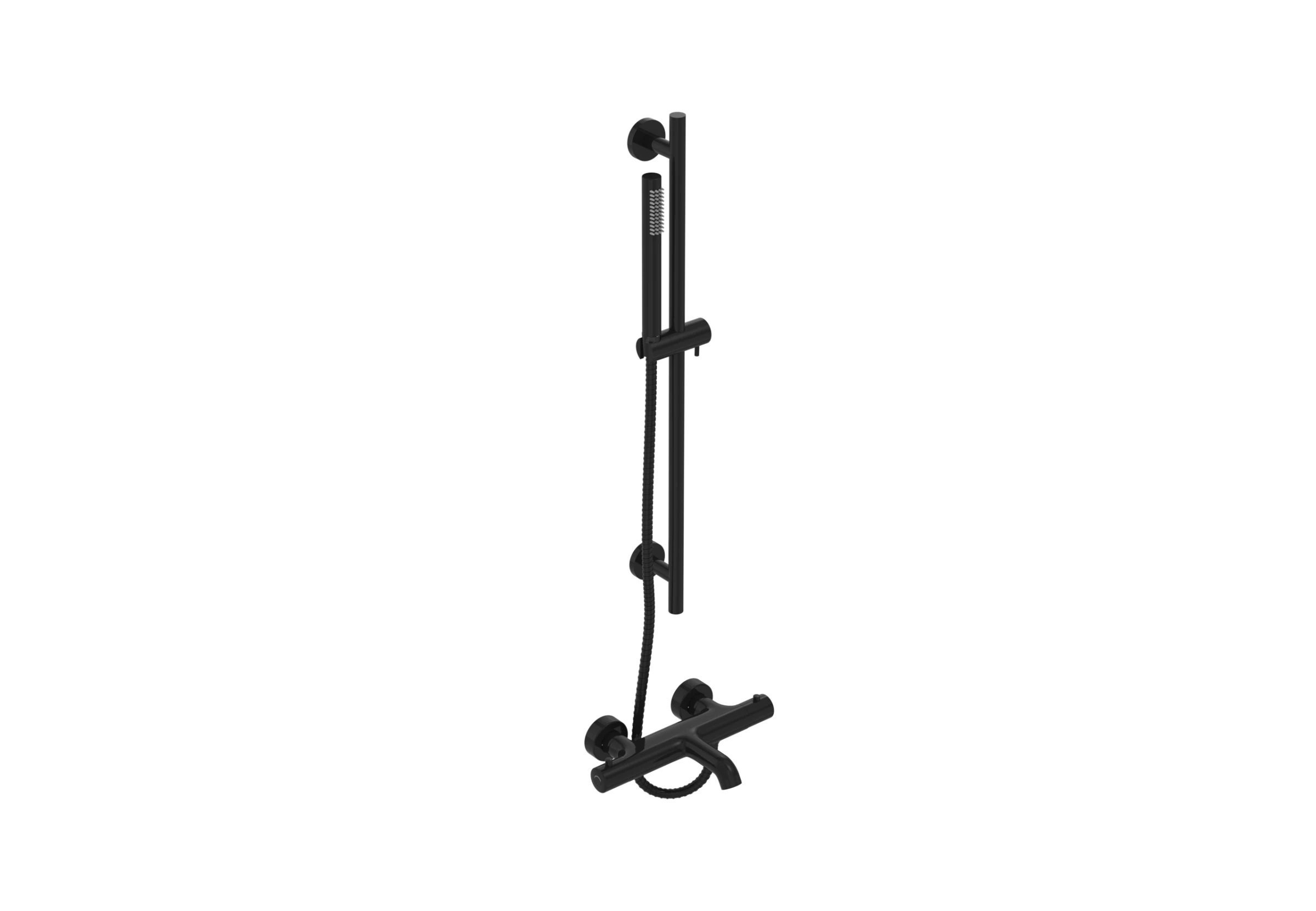 Saneux Cos Exposed Bath Shower Mixer Kit - W/ Slider Rail & Slim Handset - Satin Black