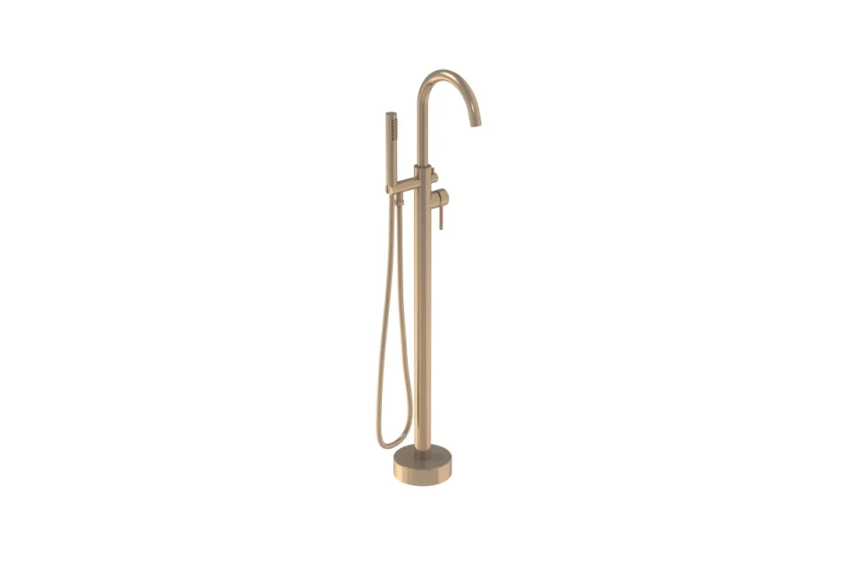 Saneux Cos Floor Standing Bath Shower Mixer - Brushed Bronze (pvd) detail view - Image 1