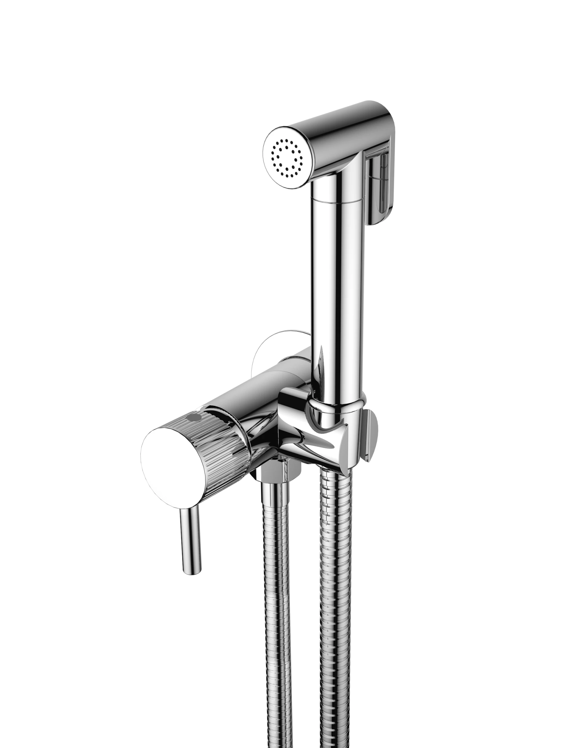 Saneux Cos Douche Kit With Fluted Handle - Chrome