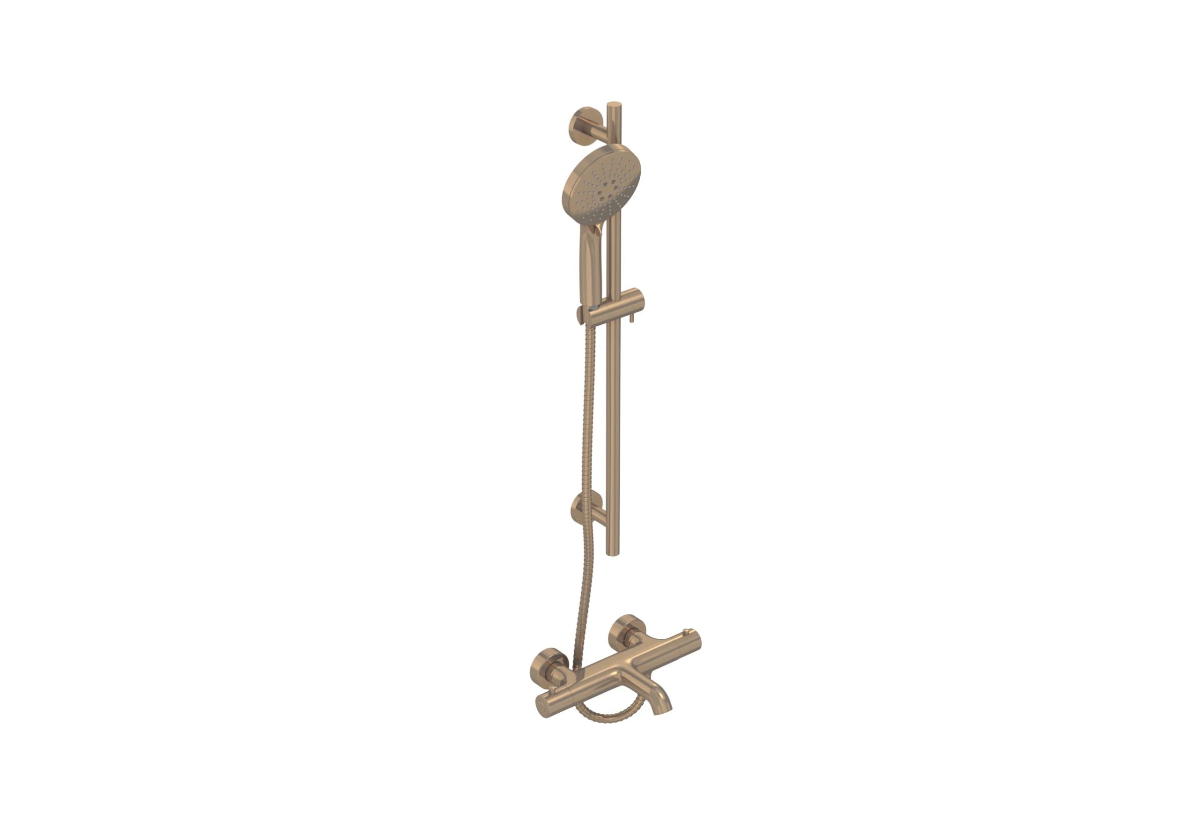 Saneux Cos Exposed Bath Shower Mixer Kit - W/ Slider Rail & 3 Function Handset - Brushed Bronze