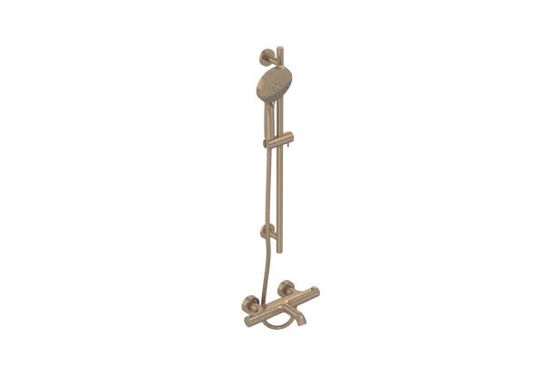 Saneux Cos Exposed Bath Shower Mixer Kit - W/ Slider Rail & 3 Function Handset - Brushed Bronze