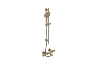 Saneux Cos Exposed Bath Shower Mixer Kit - W/ Slider Rail & 3 Function Handset - Brushed Bronze