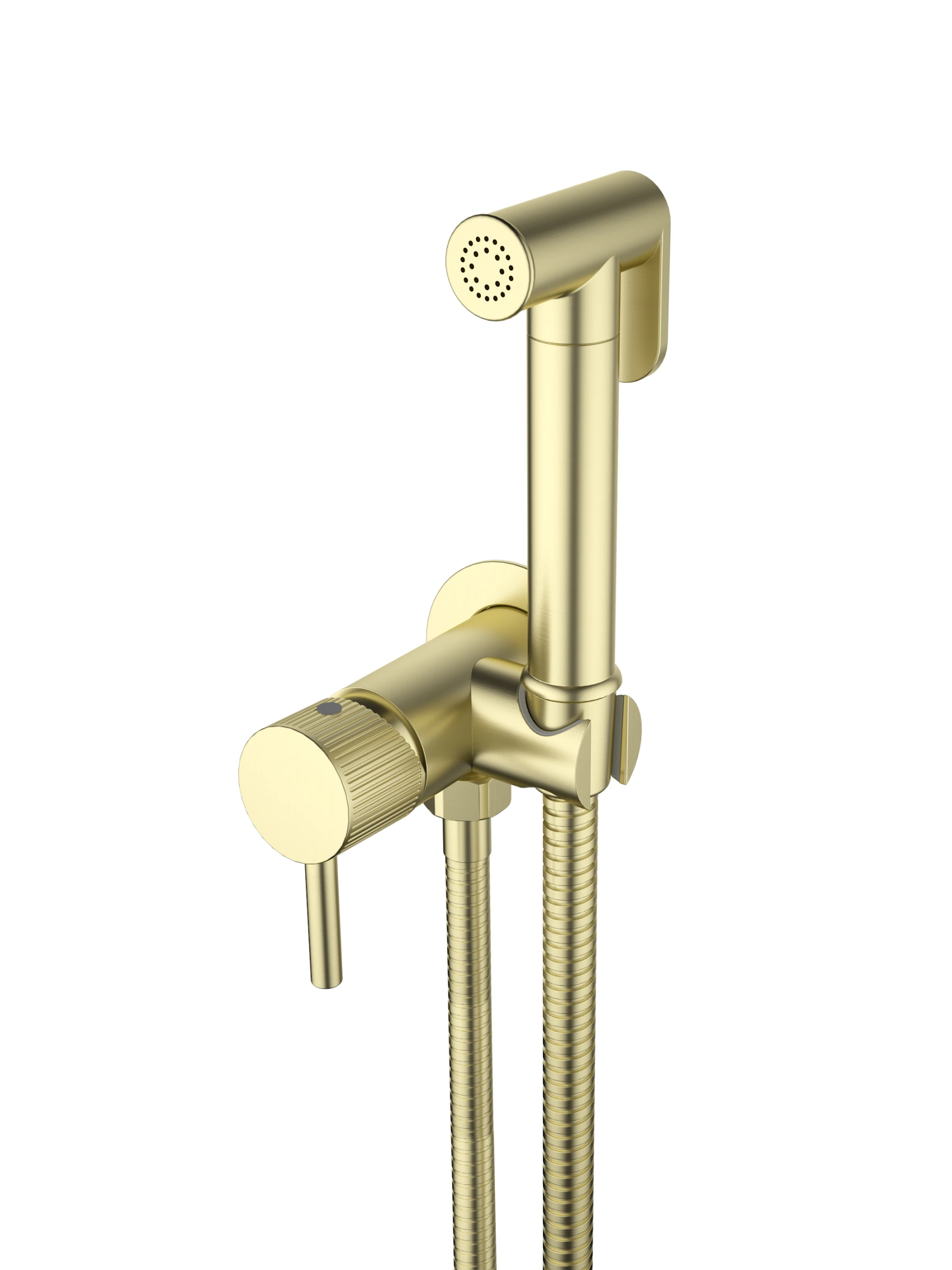 Saneux Cos Douche Kit With Fluted Handle - Brushed Brass