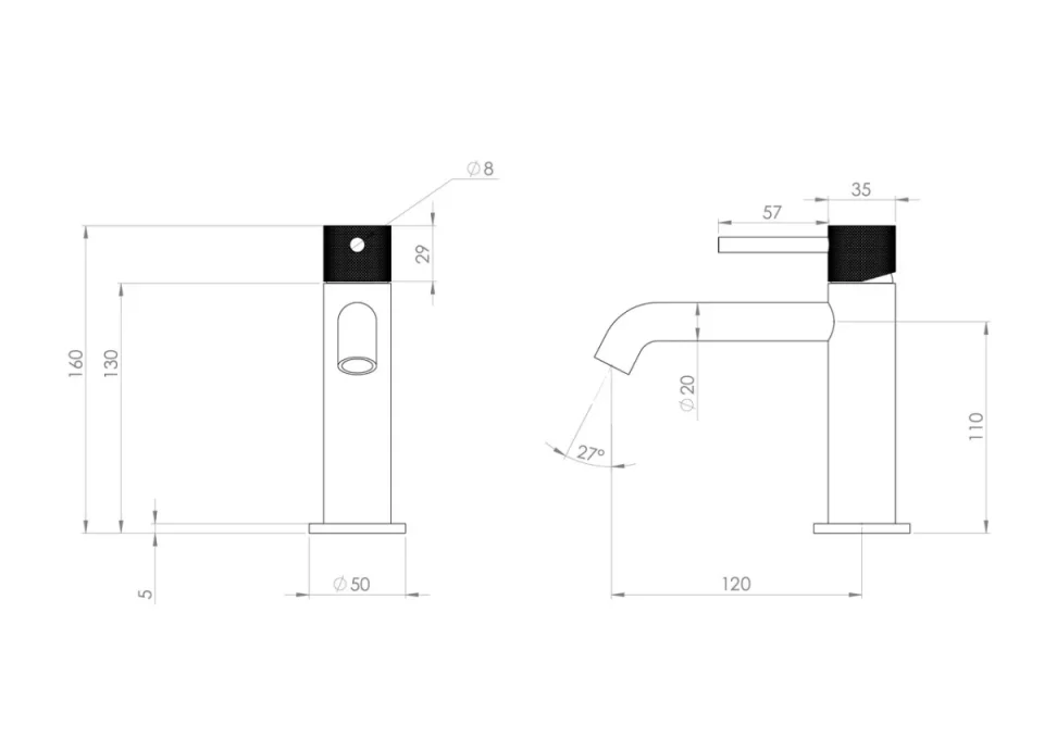 Saneux Cos Basin Mixer Body - Chrome detail view - Image 4