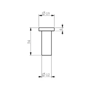 Ava Round Robe Hook - Polished Stainless Steel technical drawing - Image 2