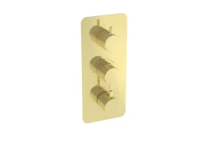 Saneux Cos 3 Way Thermostatic Shower Valve Kit - W/ Classic Handle - Portrait - Brushed Brass (pvd)