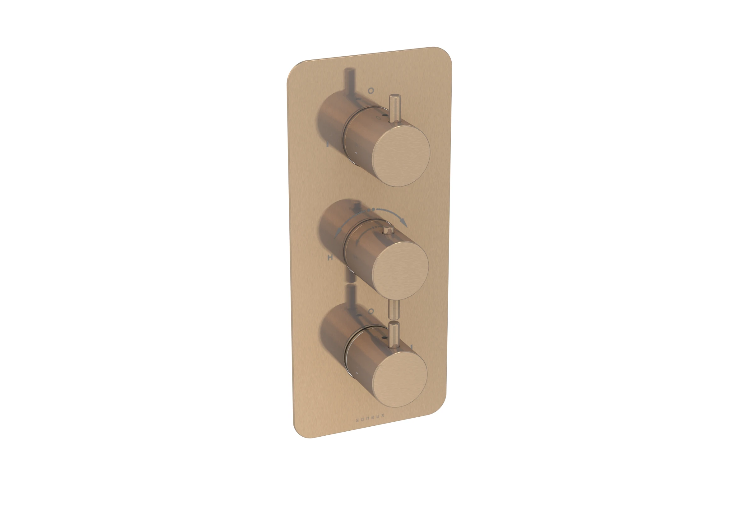 Saneux Cos 3 Way Thermostatic Shower Valve Kit - W/ Classic Handle - Portrait - Brushed Bronze (pvd)