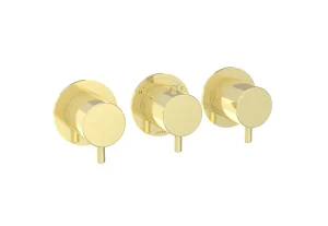 Saneux Cos 3 Way Thermostatic Shower Ring Valve Kit - W/ Classic Handle - Portrait & Landscape - Brushed Brass