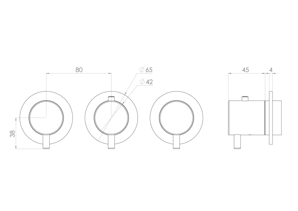 Saneux Cos 3 Way Thermostatic Shower Ring Valve Kit - W/ Classic Handle - Portrait & Landscape - Brushed Nickel detail view - Image 4