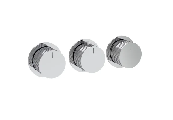 Saneux Cos 3 Way Thermostatic Shower Ring Valve Kit - W/ Fluted Handle - Portrait & Landscape - Chrome
