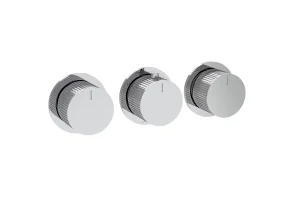 Saneux Cos 3 Way Thermostatic Shower Ring Valve Kit - W/ Fluted Handle - Portrait & Landscape - Chrome