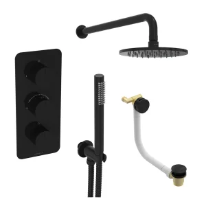 Saneux Cos 3 Way Shower Kit - W/ Slim Handset & Bath Filler & Shower Head - Satin Black