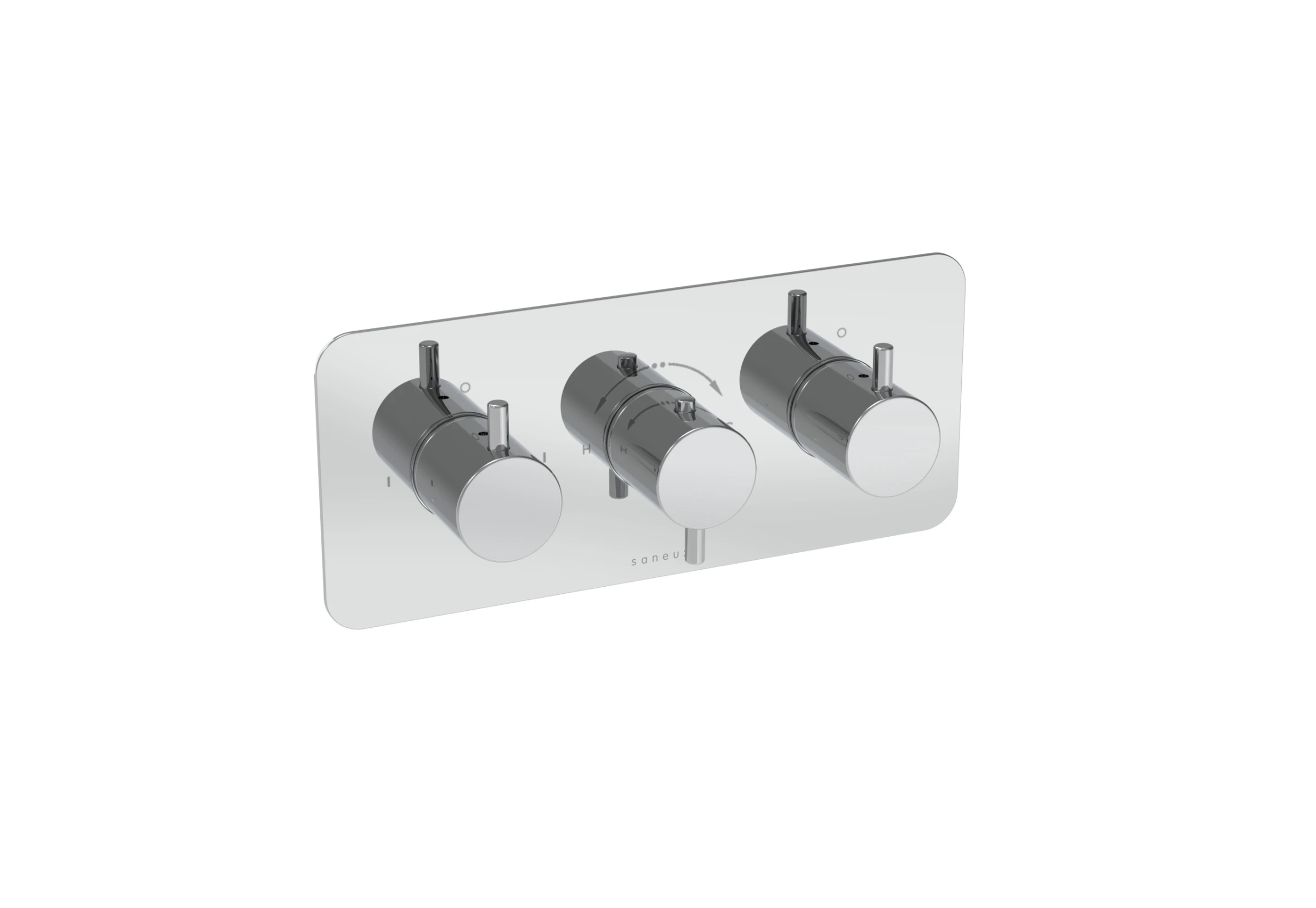 Saneux Cos 3 Way Shower Plate & Shrouds - Landscape - Chrome
