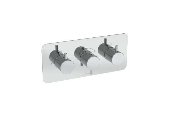 Saneux Cos 3 Way Shower Plate & Shrouds - Landscape - Chrome