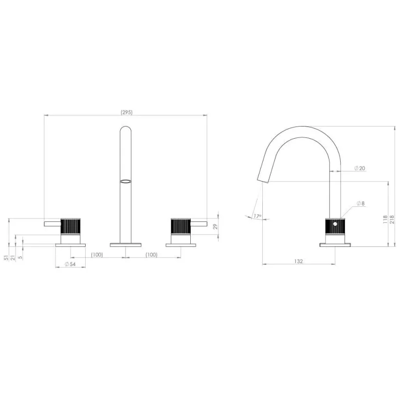 Saneux Cos 3 Tap Hole Deck Mounted Basin Mixer Kit - W/ Knurled Handle - Brushed Bronze (pvd) detail view - Image 4