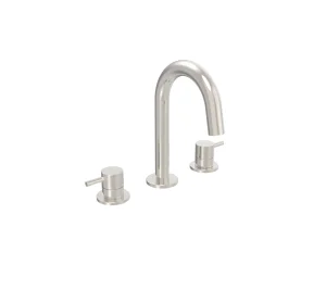Saneux Cos 3 Piece Deck Mounted Basin Mixer - Brushed Nickel