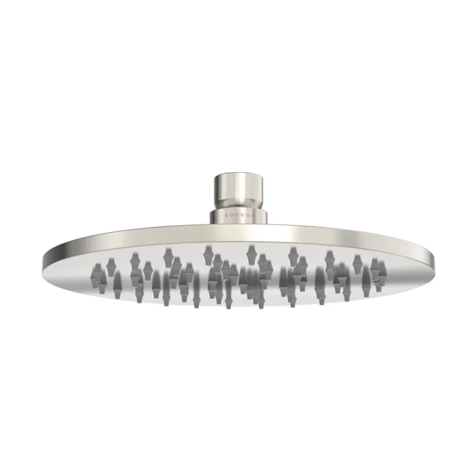 Saneux Cos 200x8mm Round Shower Head - Brushed Nickel detail view - Image 1