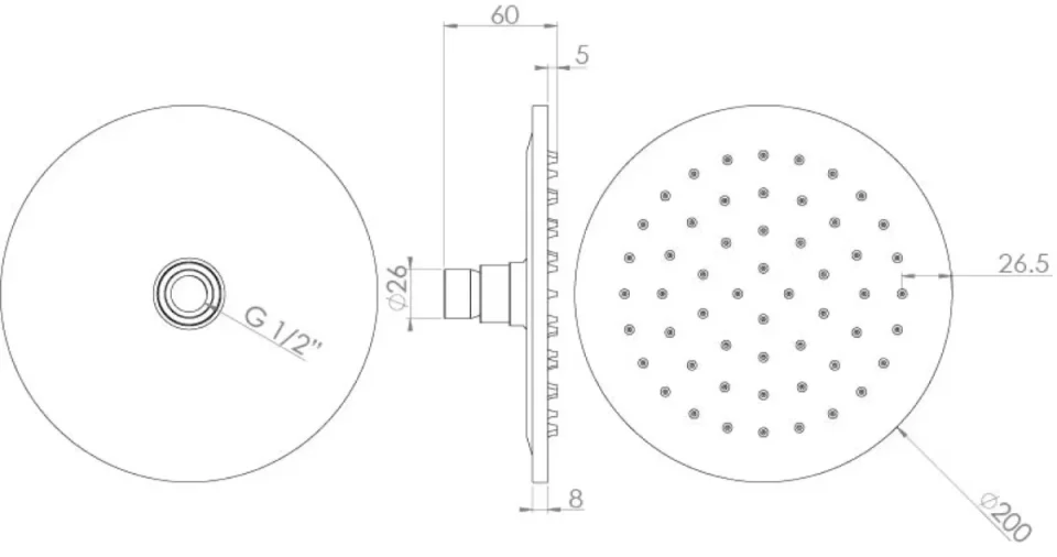 Saneux Cos 200x8mm Round Shower Head - Brushed Bronze - Image 2