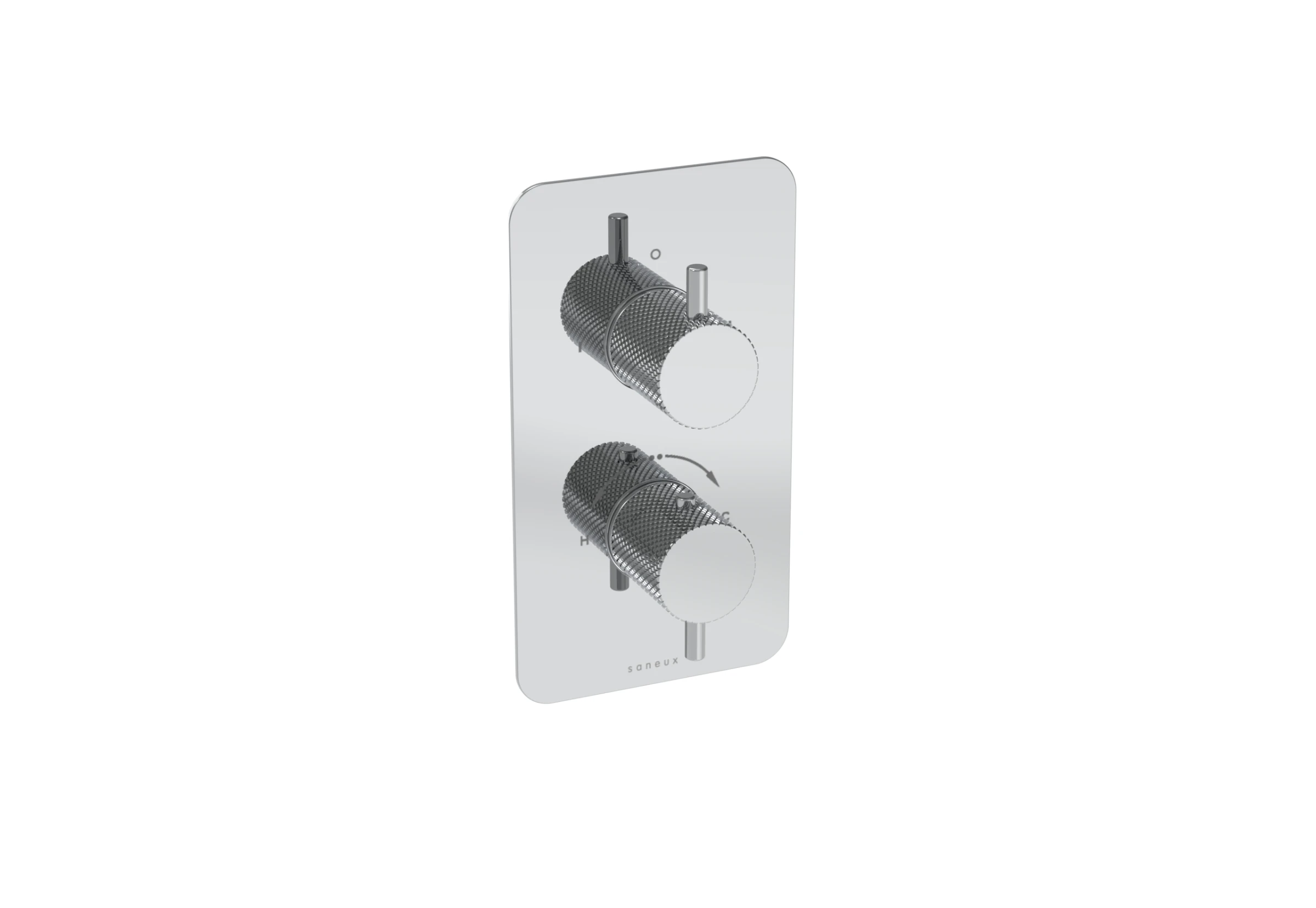Saneux Cos 2 Way Thermostatic Shower Valve Kit - W/ Knurled Handle - Portrait - Chrome