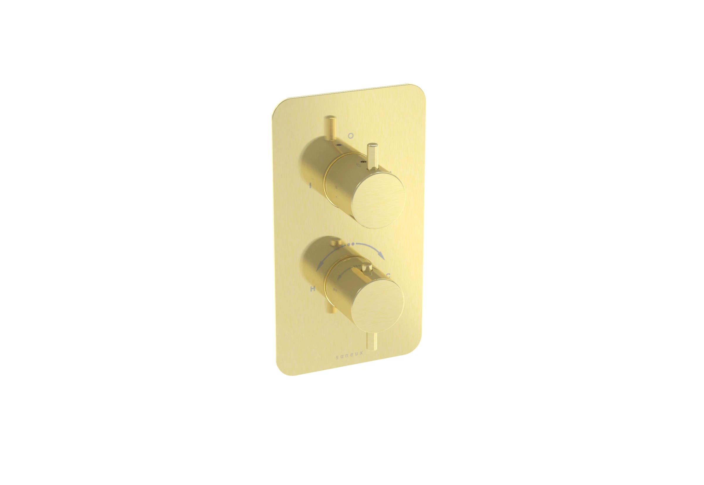 Saneux Cos 2 Way Thermostatic Shower Valve Kit - W/ Classic Handle - Portrait - Brushed Brass (pvd)