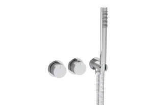 Saneux Cos 2 Way Thermostatic Shower Ring Valve Kit - W/ Fluted Handle & Handset - Portrait & Landscape - Chrome