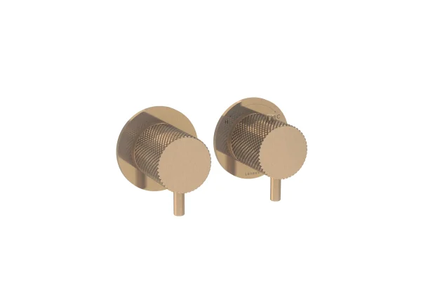 Saneux Cos 2 Way Thermostatic Shower Ring Valve Kit - W/ Knurled Handle - Portrait & Landscape - Brushed Bronze