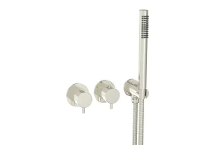 Saneux Cos 2 Way Thermostatic Shower Ring Valve Kit - W/ Classic Handle & Handset - Portrait & Landscape - Brushed Nickel