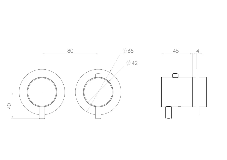 Saneux Cos 2 Way Thermostatic Shower Ring Valve Kit - W/ Classic Handle - Portrait & Landscape - Brushed Brass detail view - Image 4