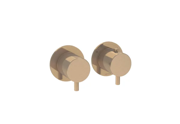 Saneux Cos 2 Way Thermostatic Shower Ring Valve Kit - W/ Classic Handle - Portrait & Landscape - Brushed Bronze