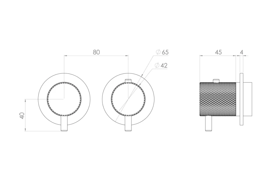Saneux Cos 2 Way Thermostatic Shower Ring Valve Kit - W/ Classic Handle - Portrait & Landscape - Chrome detail view - Image 4