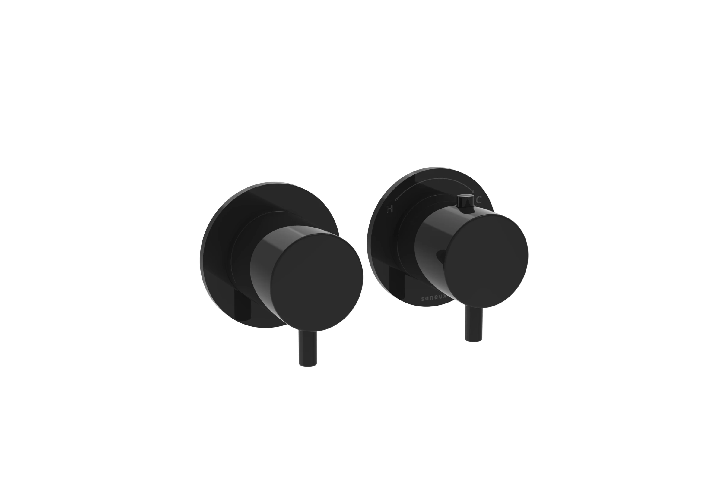Saneux Cos 2 Way Thermostatic Shower Ring Valve Kit - W/ Classic Handle - Portrait & Landscape - Satin Black
