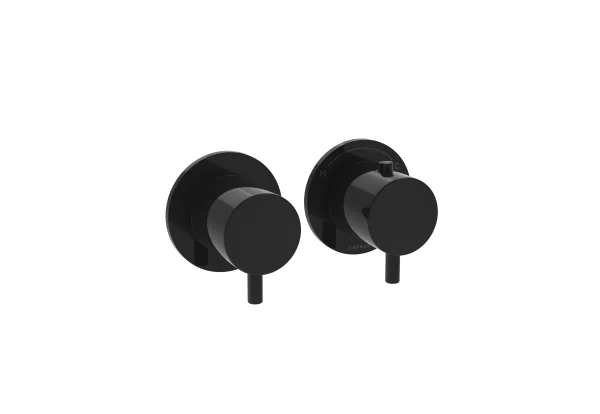 Saneux Cos 2 Way Thermostatic Shower Ring Valve Kit - W/ Classic Handle - Portrait & Landscape - Satin Black