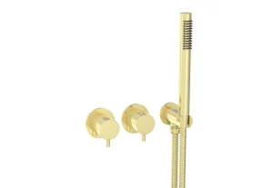 Saneux Cos 2 Way Thermostatic Shower Ring Valve Kit - W/ Classic Handle & Handset - Portrait & Landscape - Brushed Brass