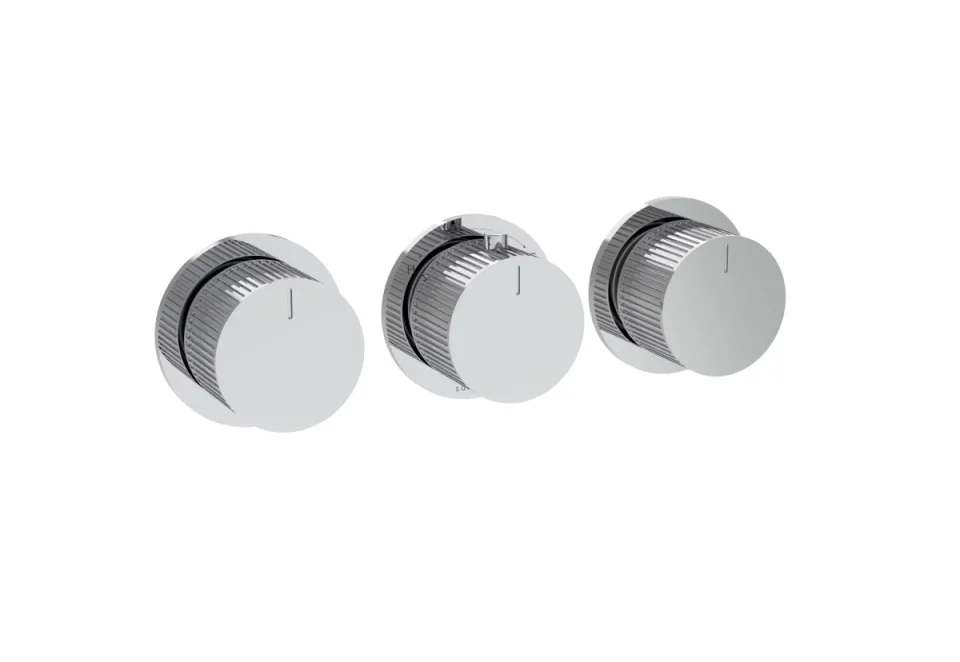 Saneux Cos 3 Way Thermostatic Shower Ring Valve Kit - W/ Fluted Handle - Portrait & Landscape - Chrome product image - Image 3