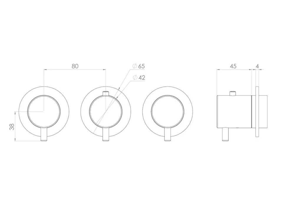 Saneux Cos 3 Way Thermostatic Shower Ring Valve Kit - W/ Classic Handle - Portrait & Landscape - Chrome detail view - Image 3