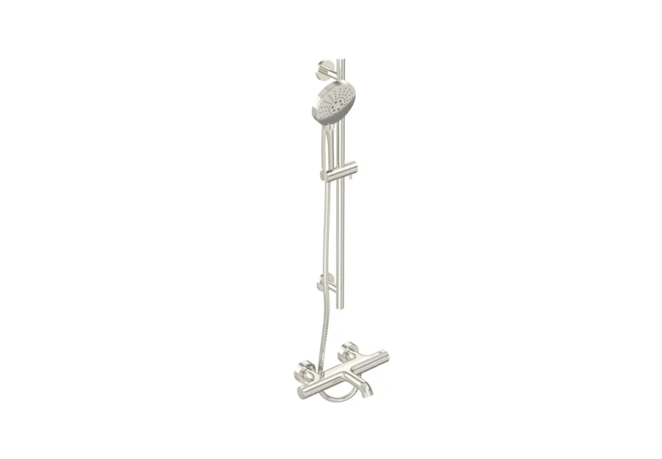 Saneux Cos Exposed Bath Shower Mixer Kit - W/ Slider Rail & 3 Function Handset - Brushed Nickel product image - Image 2
