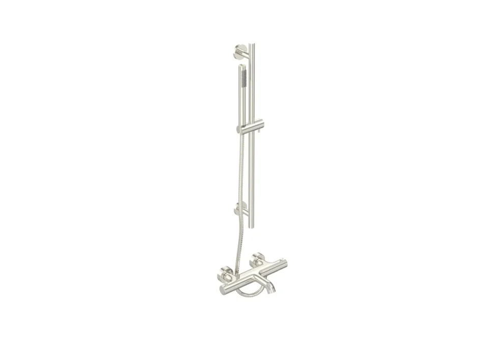 Saneux Cos Exposed Bath Shower Mixer Kit - W/ Slider Rail & Slim Handset - Brushed Nickel product image - Image 2