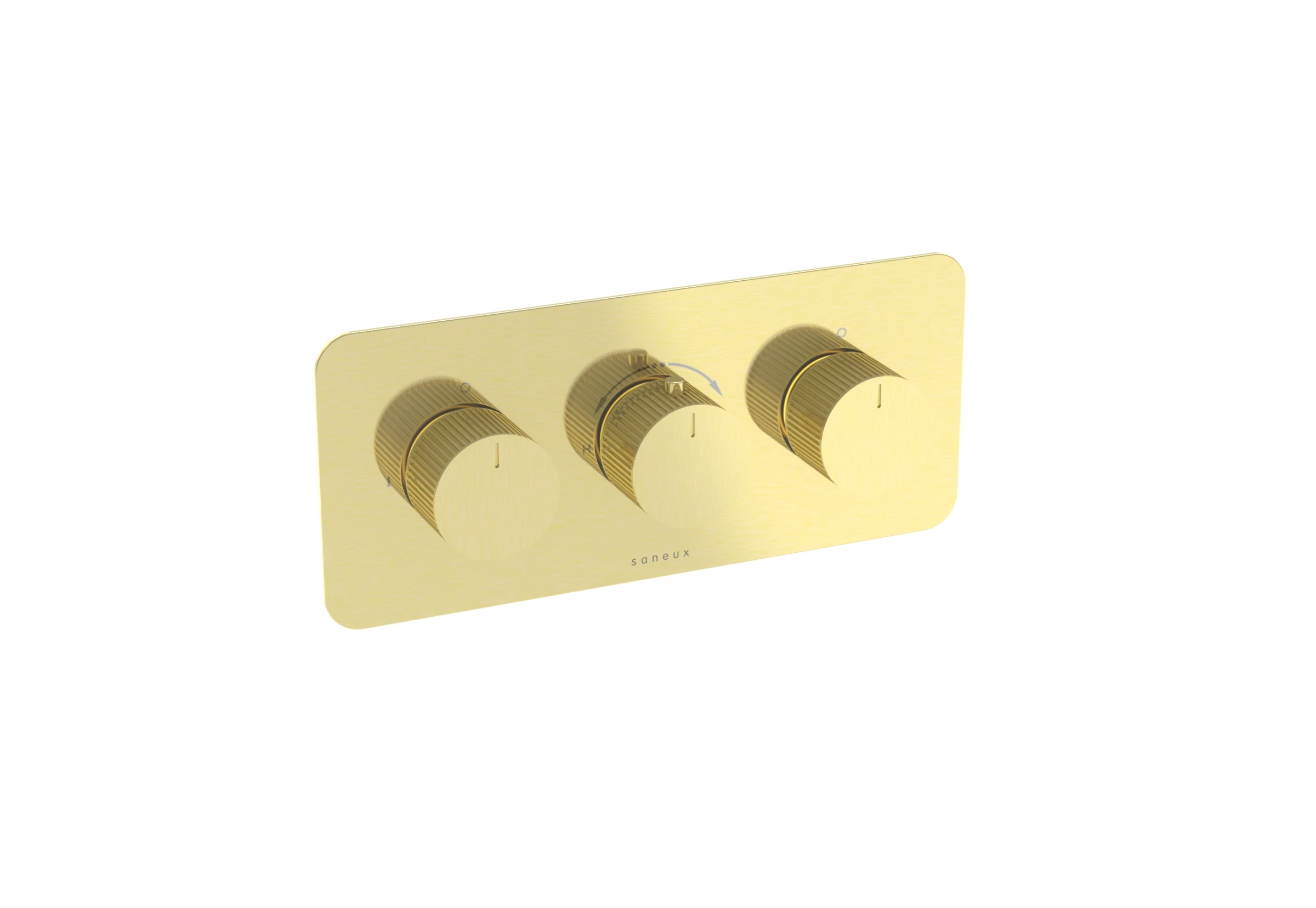 Saneux Cos 2 Way 3 Handle Shower Plate & Shrouds - Landscape - Brushed Brass