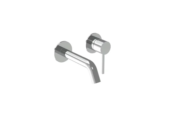Saneux Cos 2 Plate Wall Mounted Basin Mixer Kit - W/ Short Spout (130mm) W/ Classic Handle - Chrome